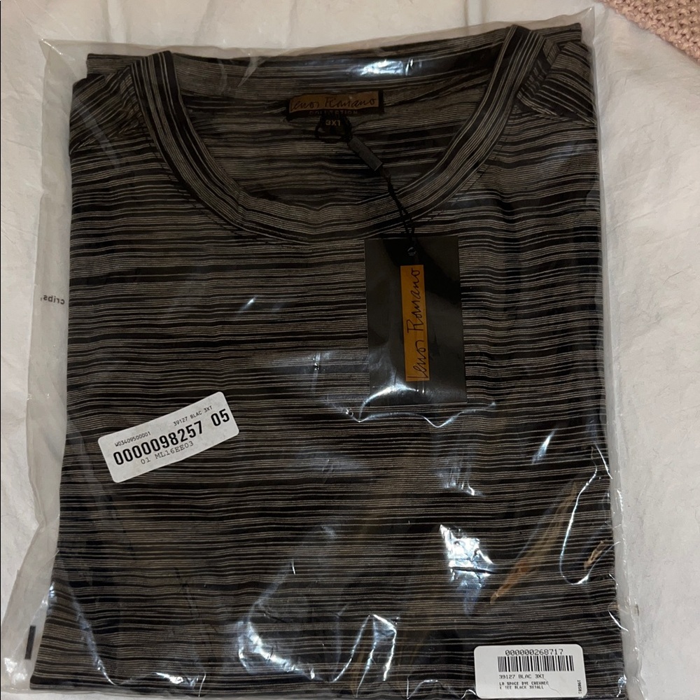 Lenor Romano Black and Gray Striped Long Sleeve Shirt